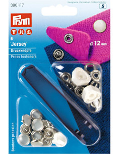 Caja de 6 botones a presión de jersey nacarados con herramienta de 12 mm