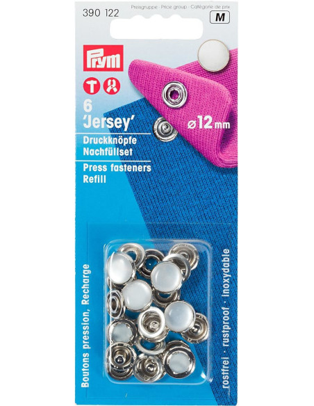 Recarga de 6 botones a presión de jersey de 12 mm Nacarado