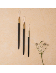 Agujas de lana de acabado en madera de ébano con bucle de nailon Lantern Moon