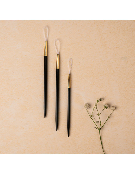 Agujas de lana de acabado en madera de ébano con bucle de nailon Lantern Moon