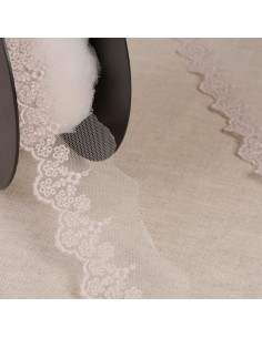 Tul bordado flores - Beige