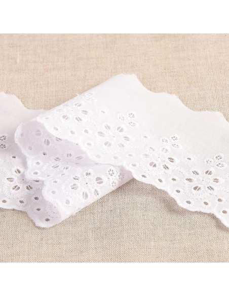 Bordado Inglés flores festoneadas Lily - Blanco