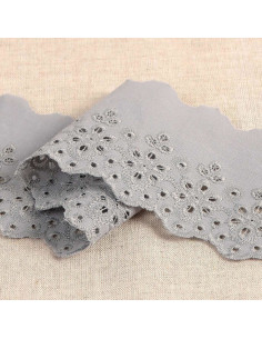Bordado Inglés flores festoneadas Lily - Gris medio