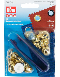 Caja de 24 ojales de 8 mm con herramienta de colocación - Oro