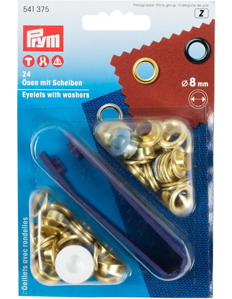 Caja de 24 ojales de 8 mm con herramienta de colocación - Oro