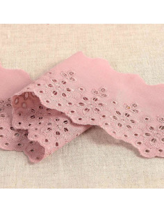 Bordado Inglés flores festoneadas Lily - Rosa viejo
