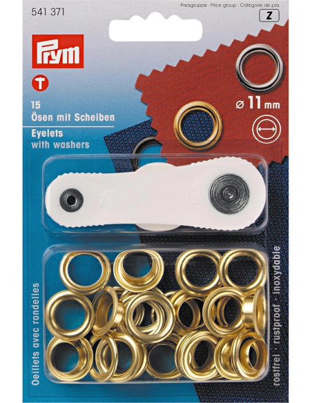 Caja de 15 ojales de 11 mm con herramienta de colocación - Oro