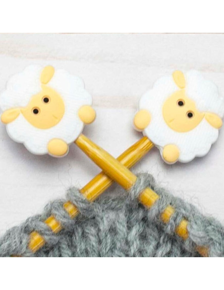 Tapones de malla para agujas de tejer - Oveja blanca