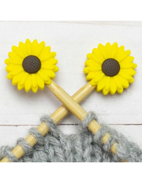 Tapones para agujas de tejer - Girasol