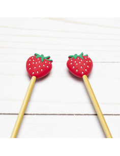 Tapones de malla para agujas de tejer - Fresas 2