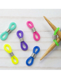 Juego de 6 topes de malla multicolores para agujas de tejer
