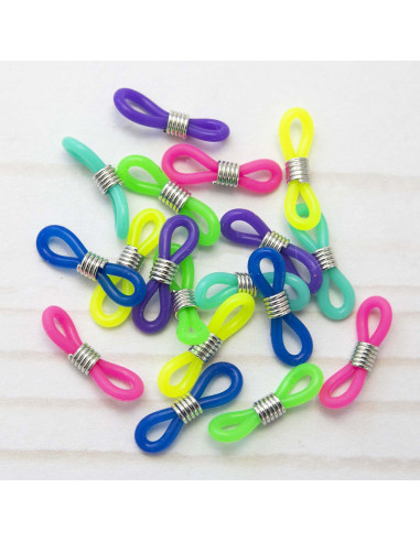 Juego de 6 topes de malla multicolores para agujas de tejer