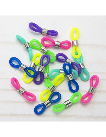 Juego de 6 topes de malla multicolores para agujas de tejer