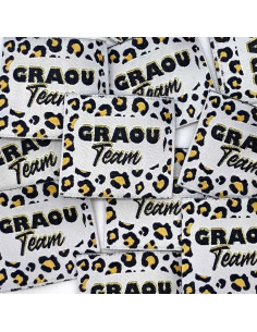 Lote de 5 etiquetas tejidas para coser Graou Team lurex