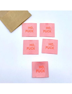 Lote de 5 etiquetas tejidas para coser Ho, Fuck 2