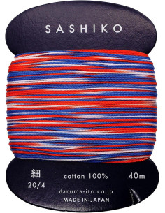 Hilo sashiko Daruma Kasuri multicolor 3 colores 40 m