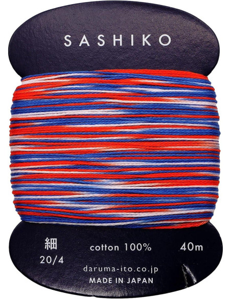 Hilo sashiko Daruma Kasuri multicolor 3 colores 40 m