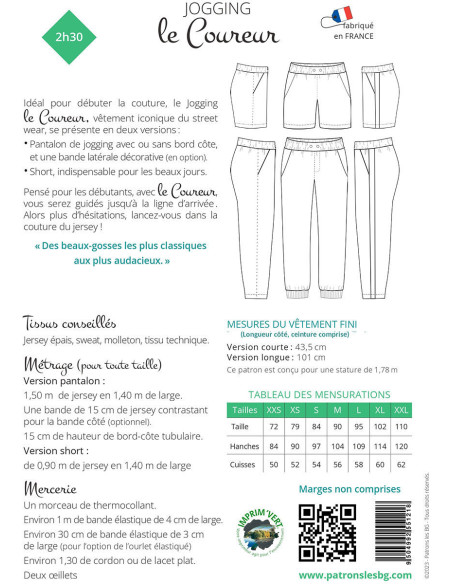 Patrón de jogging y short para hombre El Corredor - Los BG