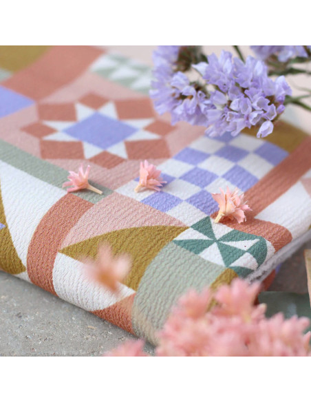 Tejido crepé marroquí de viscosa Patchwork Malva - La Maison Naïve