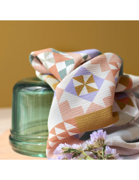 Tejido crepé marroquí de viscosa Patchwork Malva - La Maison Naïve