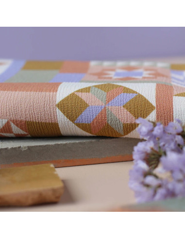 Tejido crepé marroquí de viscosa Patchwork Malva - La Maison Naïve