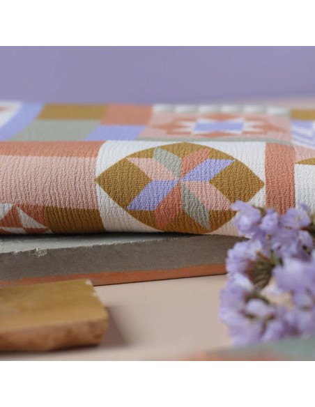 Tejido crepé marroquí de viscosa Patchwork Malva - La Maison Naïve