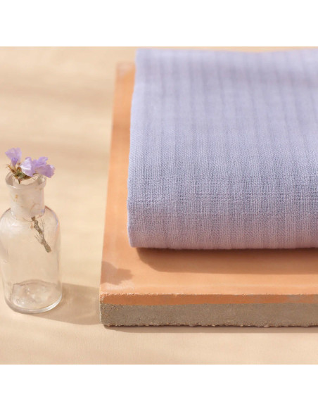 Tejido de algodón tejido a cuadros pequeños Malva - La Maison Naïve
