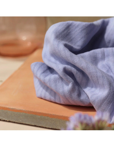 Tejido de algodón tejido a cuadros pequeños Malva - La Maison Naïve