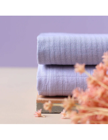 Tejido de algodón tejido a cuadros pequeños Malva - La Maison Naïve