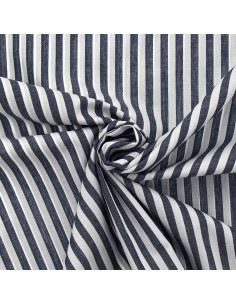 Tejido popelina de algodón - Rayas anchas - Azul marino