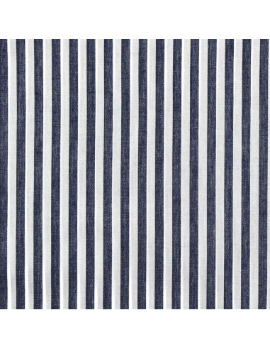 Tejido popelina de algodón - Rayas anchas - Azul marino