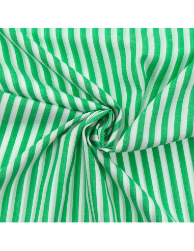 Tejido popelina de algodón - Rayas anchas - Verde