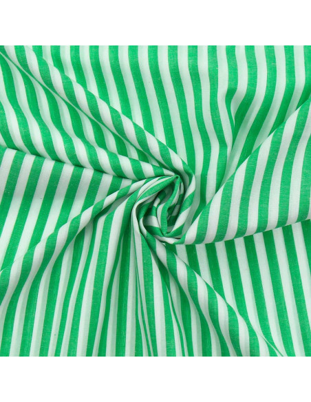 Tejido popelina de algodón - Rayas anchas - Verde