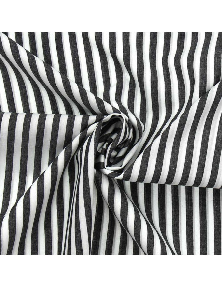 Tejido popelina de algodón - Rayas anchas - Gris oscuro