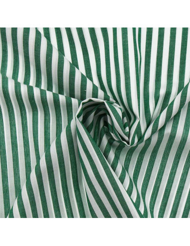 Tejido popelina de algodón - Rayas anchas - Verde oscuro