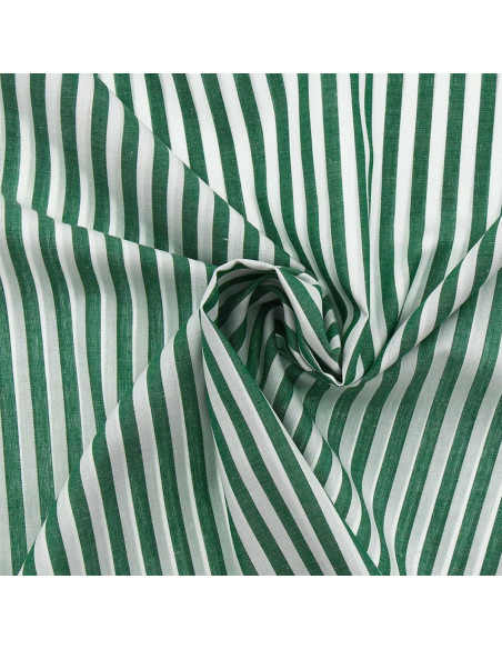 Tejido popelina de algodón - Rayas anchas - Verde oscuro