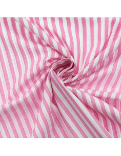 Tejido popelina de algodón - Rayas anchas - Rosa