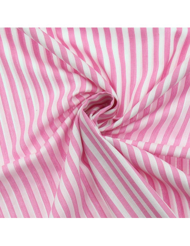 Tejido popelina de algodón - Rayas anchas - Rosa