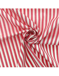 Tejido popelina de algodón - Rayas anchas - Rojo cereza