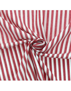 Tejido popelina de algodón - Rayas anchas - Rojo