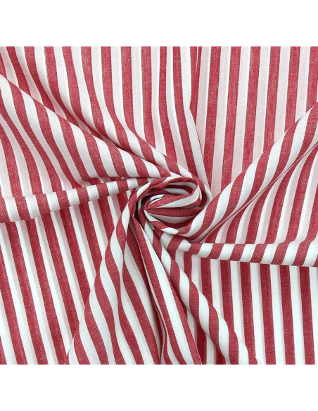 Tejido popelina de algodón - Rayas anchas - Rojo