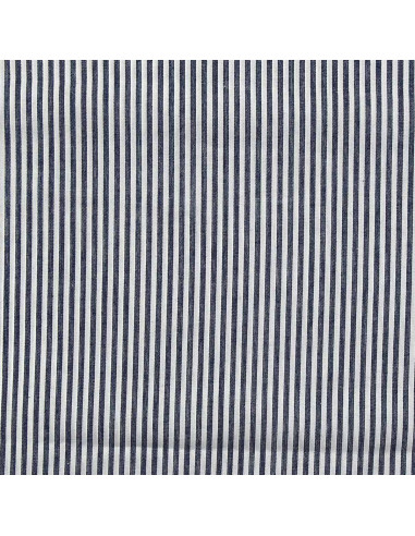 Tejido popelina de algodón - Rayas finas - Azul marino