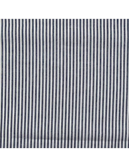 Tejido popelina de algodón - Rayas finas - Azul marino