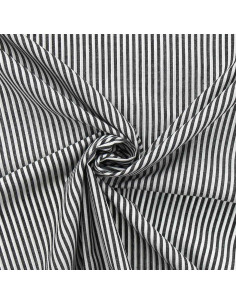 Tejido popelina de algodón - Rayas finas - Gris oscuro