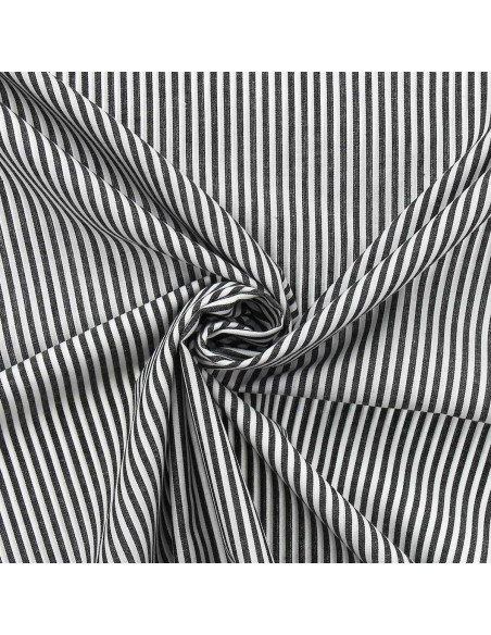 Tejido popelina de algodón - Rayas finas - Gris oscuro