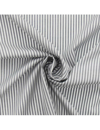 Tejido popelina de algodón - Rayas finas - Gris