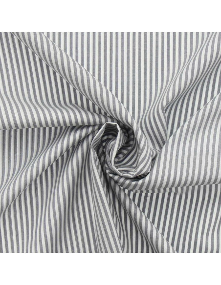 Tejido popelina de algodón - Rayas finas - Gris