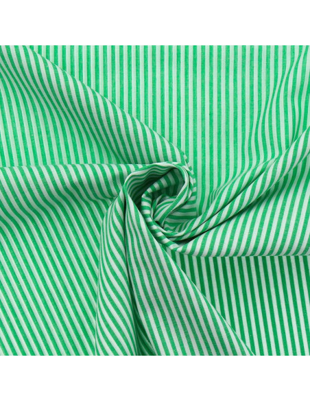Tejido popelina de algodón - Rayas finas - Verde