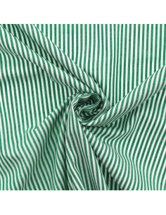 Tejido popelina de algodón - Rayas finas - Verde oscuro