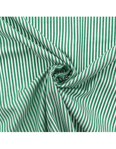Tejido popelina de algodón - Rayas finas - Verde oscuro